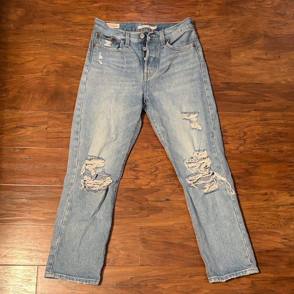 Levi's Light Blue Distressed Ankle Crop Jeans - Women's